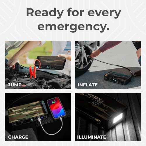 Camo portable jump starter with air compressor — photo 4