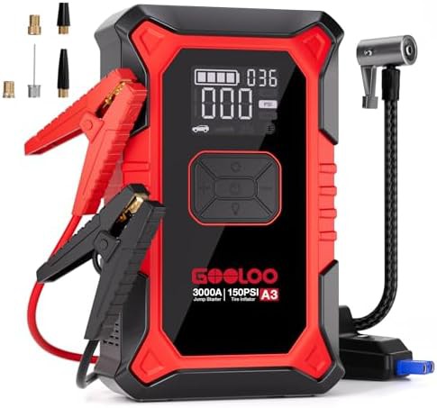 Portable Jump Starter with Integrated Air Compressor