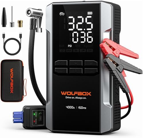 Jump Starter with Integrated 160 PSI Air Compressor