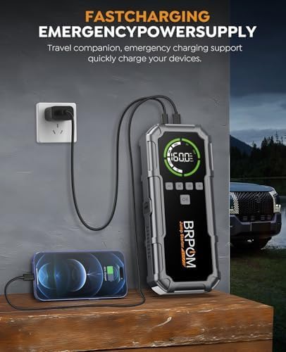 BRPOM 8000A jump starter with air compressor — photo 3