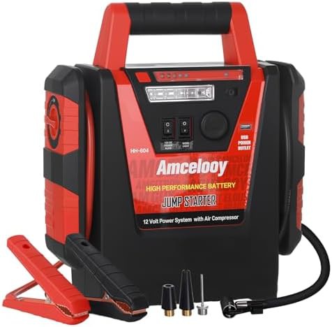 Battery booster with integrated air compressor