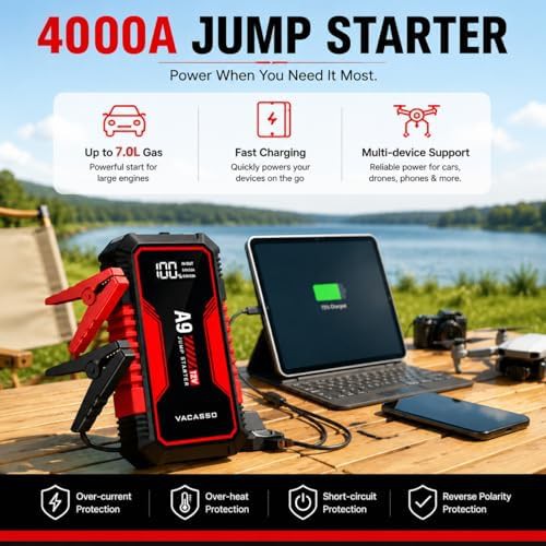 VACASSO A9 12V 4000A portable jumper starter red — photo 5