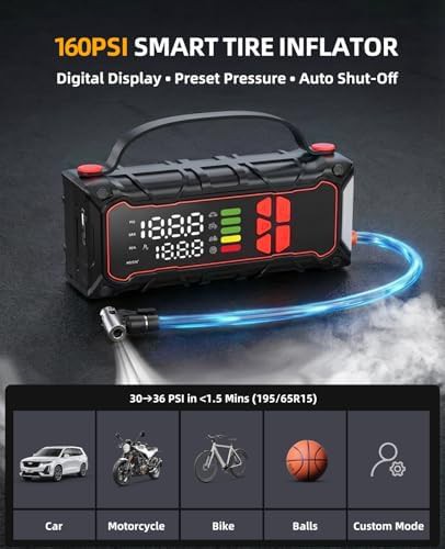 Compact Jump Starter with 160PSI Tire Inflator — photo 4