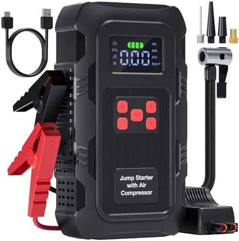 Red 5000A jump starter with air compressor