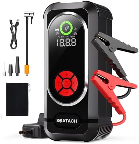 6000A battery jump starter with air compressor