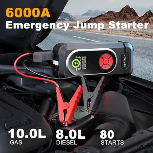 6000A battery jump starter with air compressor — photo 3