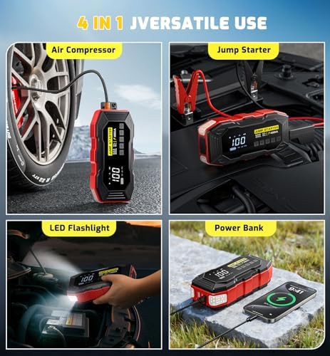 Auto shutoff tire inflator and jump starter — photo 5